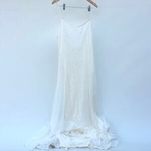 New Reformation Shae Dress Romantic Lace White Wedding Gown 12 Low Back Strappy